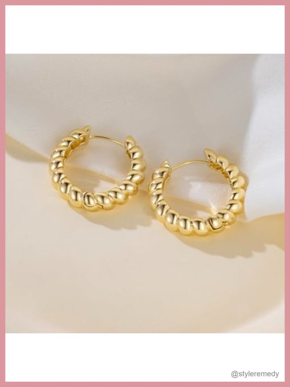 14K Gold Plated Chunky Huggie Hoop Earrings for Women - Picture 3 of 6